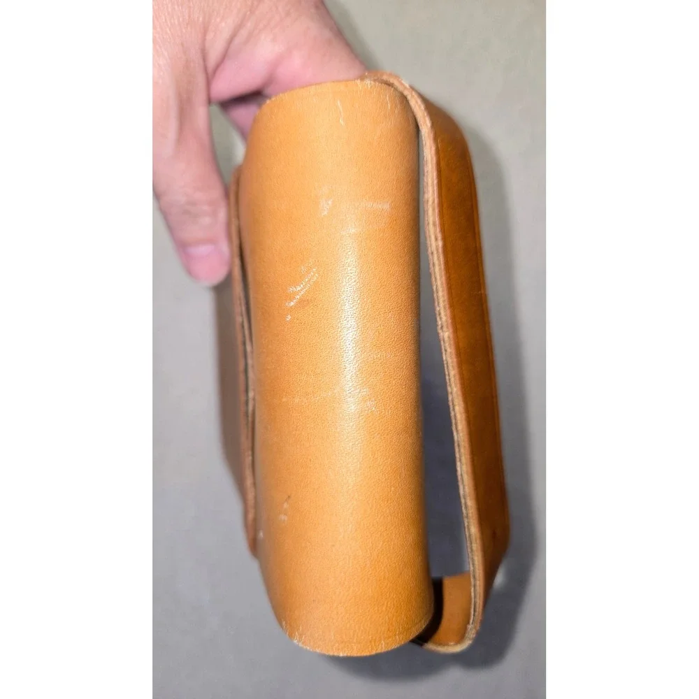 Vintage Polaroid Tan Leather Camera Carrying Case Pouch with Strap Logo Embossed